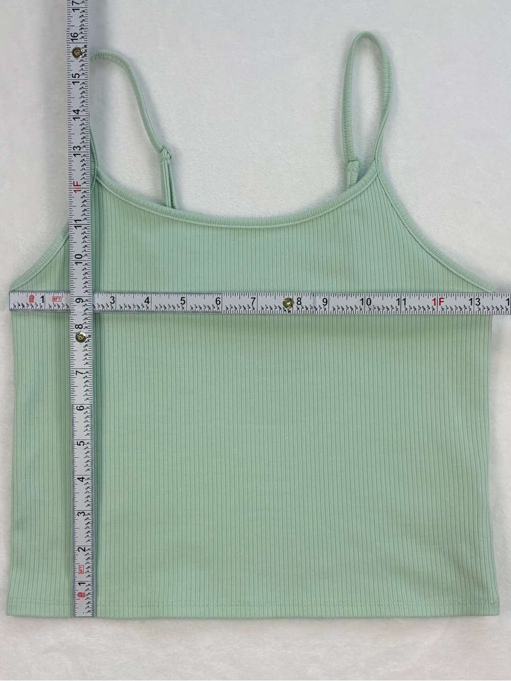 AMERICAN EAGLE Mint Green Ribbed Crop Cami Tank Top Adjustable Straps Medium - Picture 7 of 7